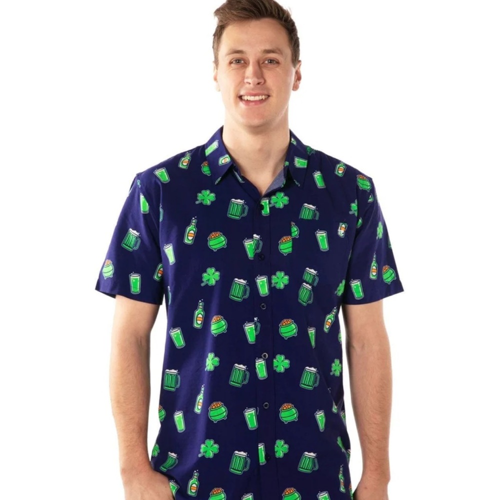 Tipsy Elves Green Beer Button Down like new men’s shirt